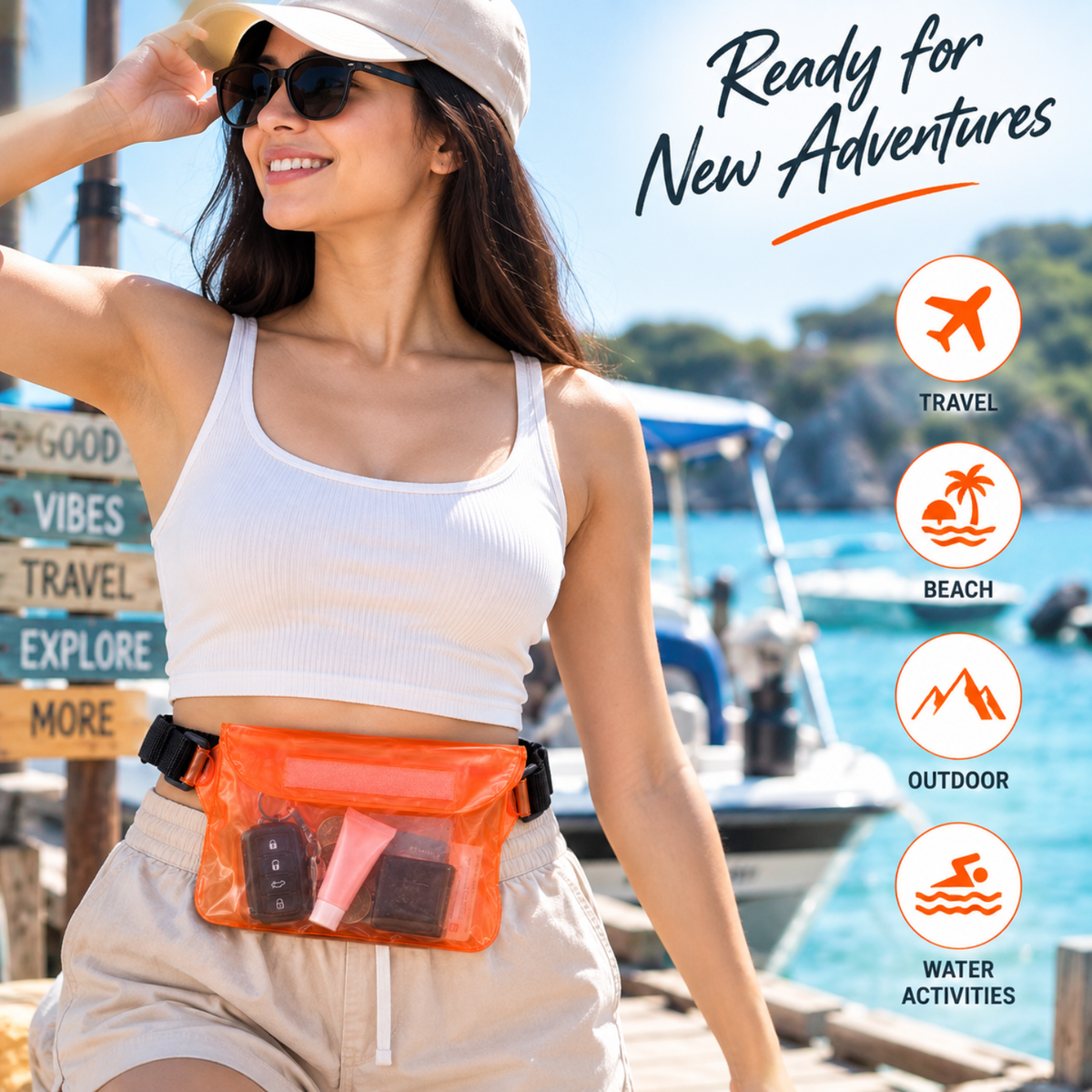 Waterproof Phone Pouch Transparent Mini Dry Bag (ORANGE)