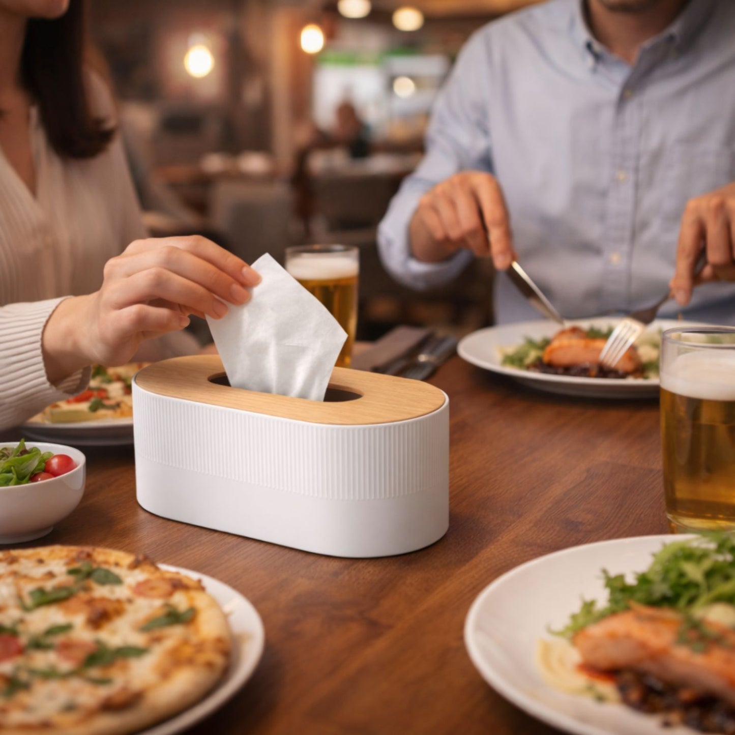 Tissue Paper Holder with Wooden Lid