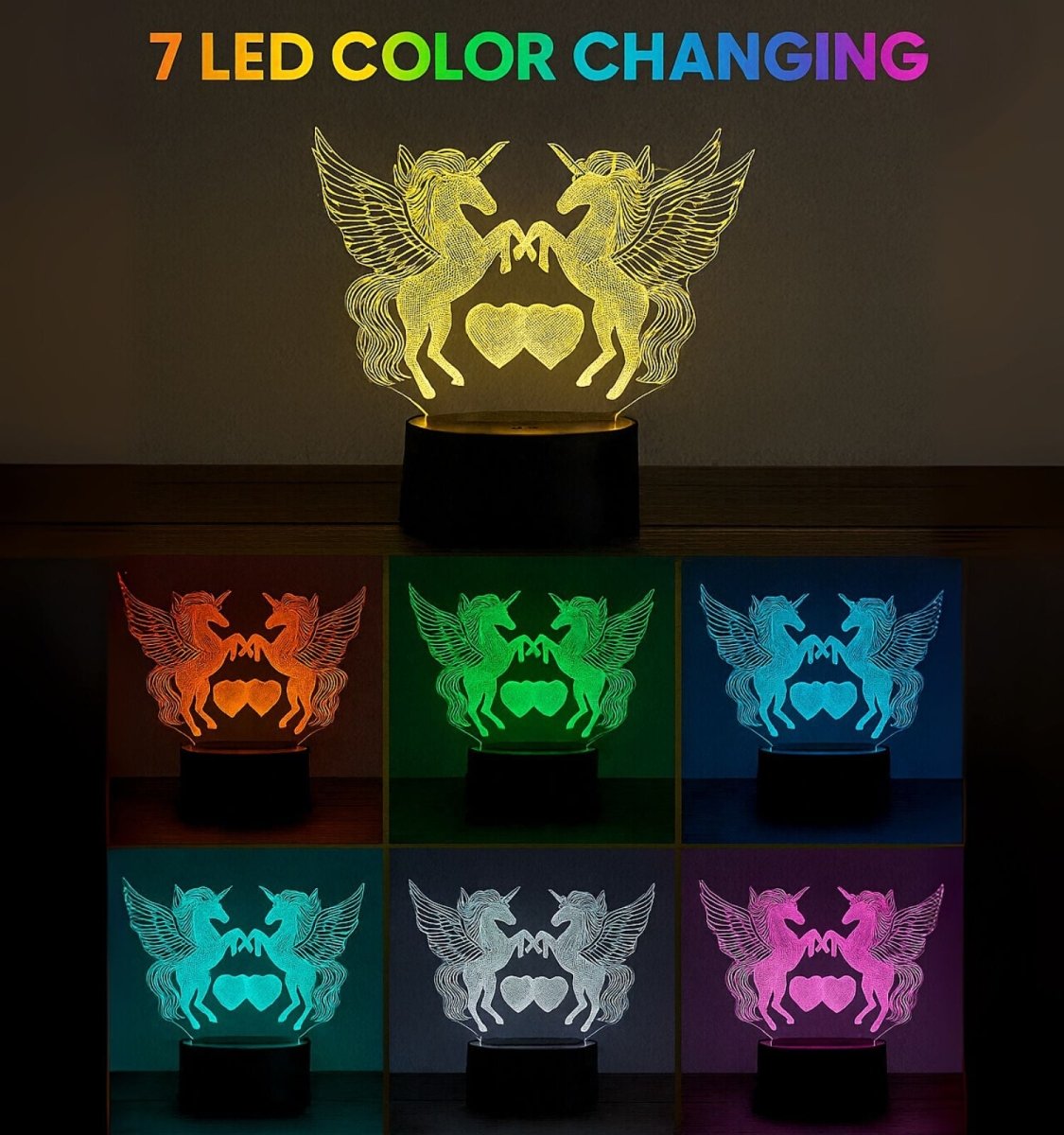 3D Illusion Led Unicorn Lamp 3D Illusion Led lamp - Royalkart3d illusion lamp
