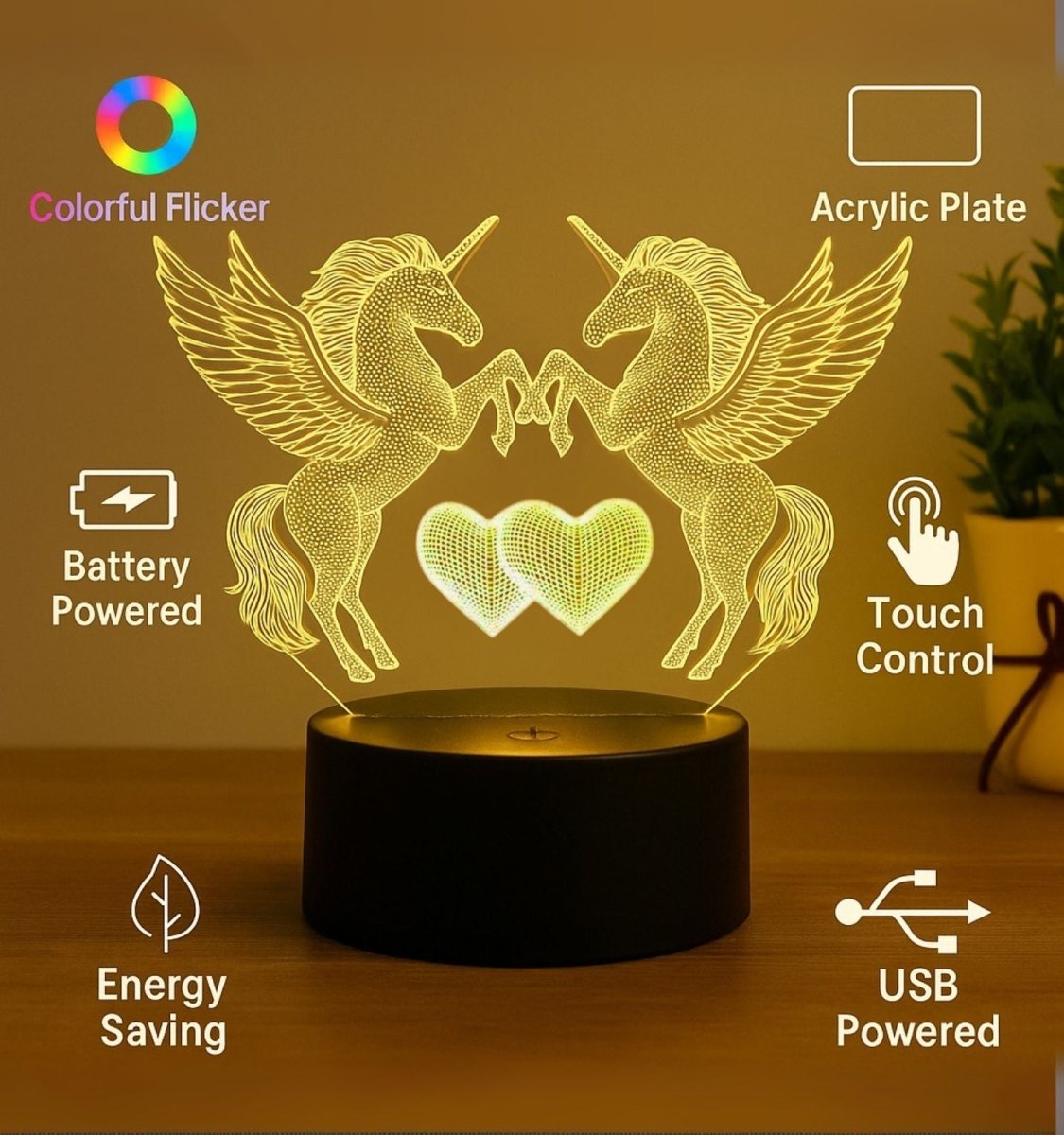 3D Illusion Led Unicorn Lamp 3D Illusion Led lamp - Royalkart3d illusion lamp