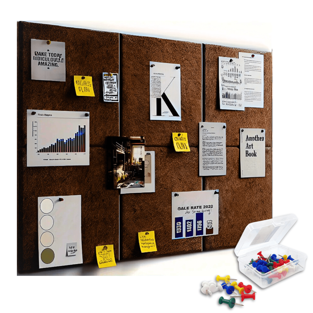 6Pcs Felt Bulletin Board | 30x21cm Self - Adhesive Notice Board with 50 Push Pins | Office, Home, School, Wall Organizer Bulletin Boards - #Royalkart#Bulletin Boards