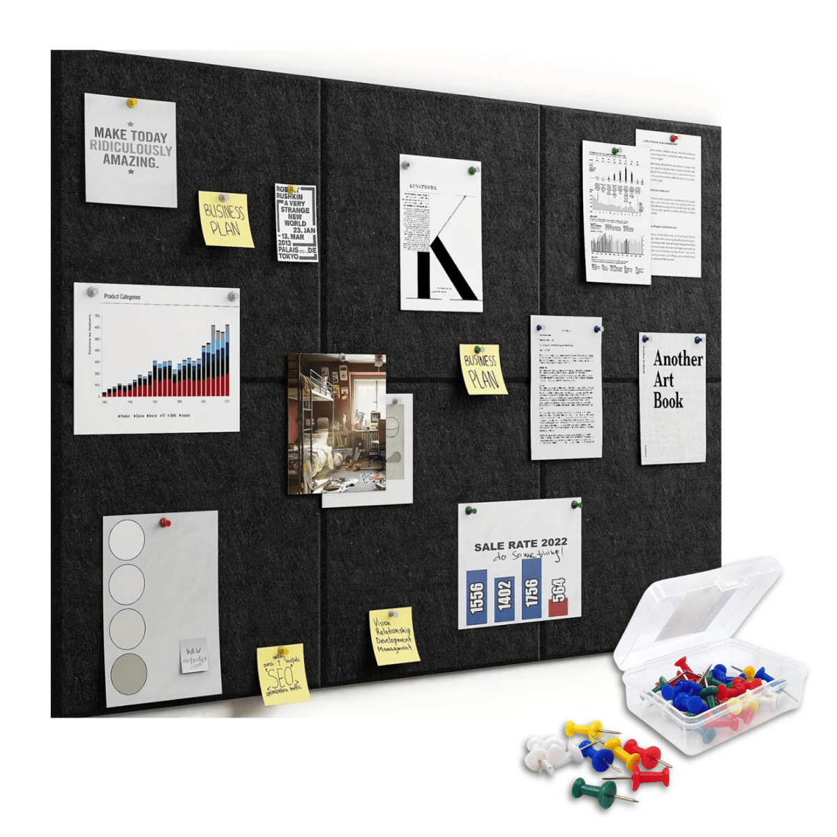 6Pcs Felt Bulletin Board | 30x21cm Self - Adhesive Notice Board with 50 Push Pins | Office, Home, School, Wall Organizer Bulletin Boards - #Royalkart#Bulletin Boards