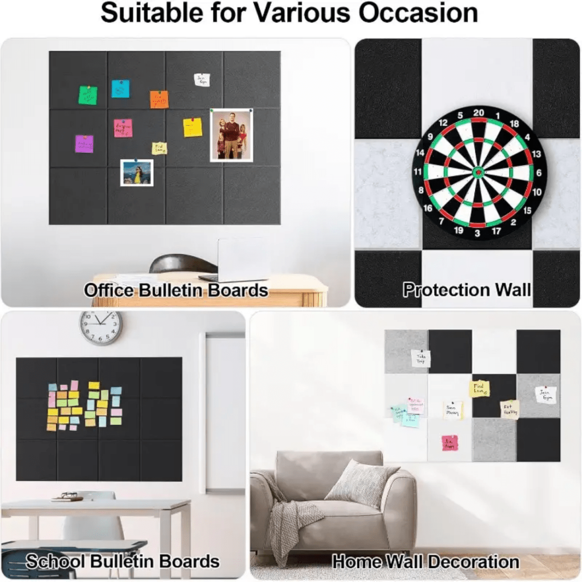 6Pcs Felt Bulletin Board | 30x21cm Self - Adhesive Notice Board with 50 Push Pins | Office, Home, School, Wall Organizer Bulletin Boards - #Royalkart#Bulletin Boards