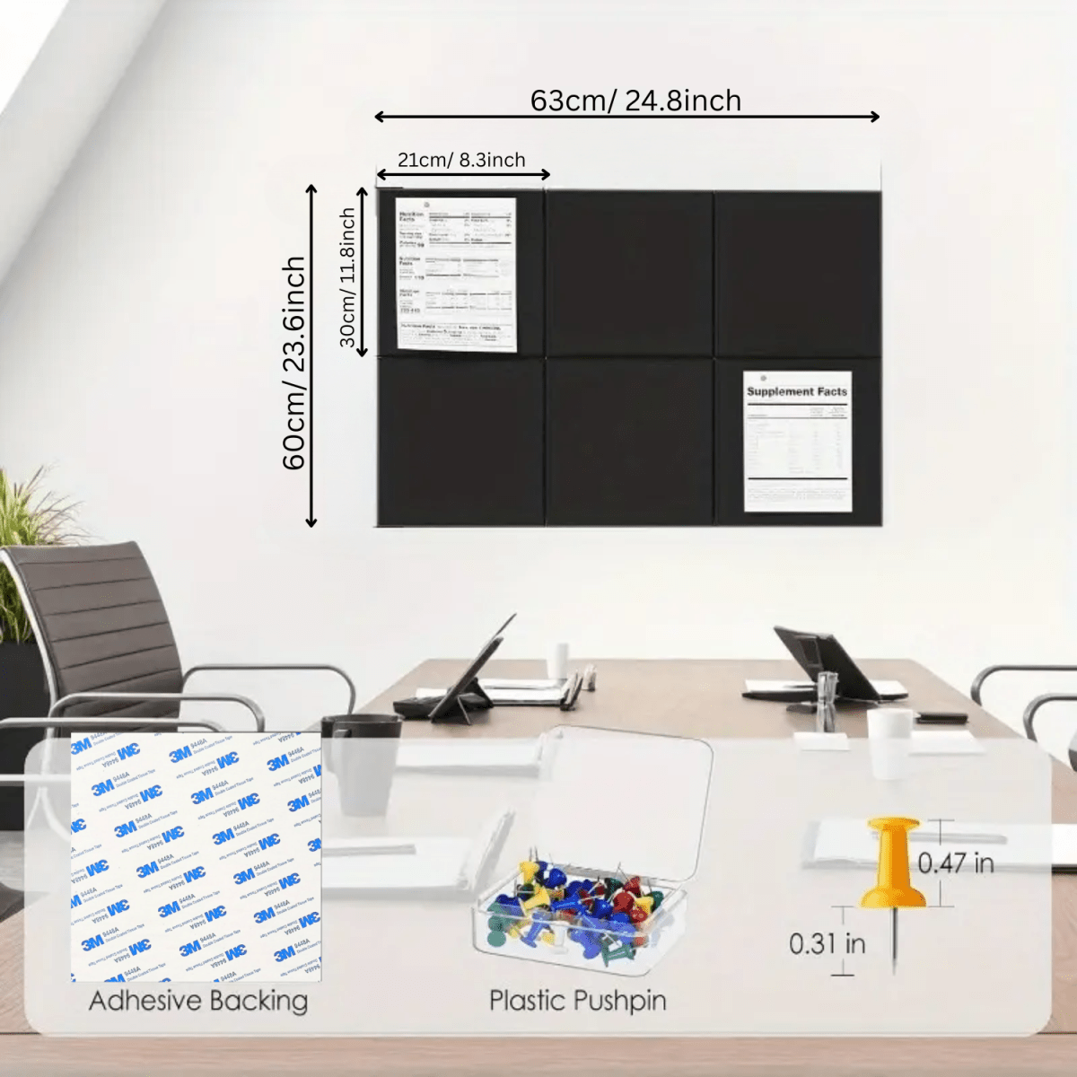 6Pcs Felt Bulletin Board | 30x21cm Self - Adhesive Notice Board with 50 Push Pins | Office, Home, School, Wall Organizer Bulletin Boards - #Royalkart#Bulletin Boards
