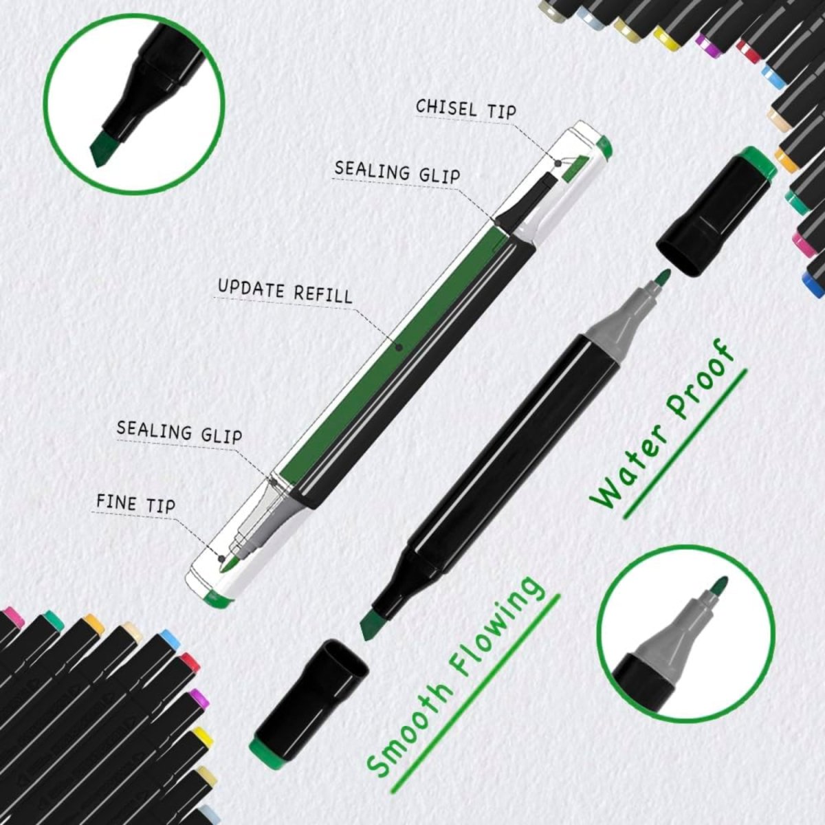 80 Colors Alcohol Based Marker with Case, Dual Brush Tip Permanent Art Markers - #Royalkart#Alchohol markers