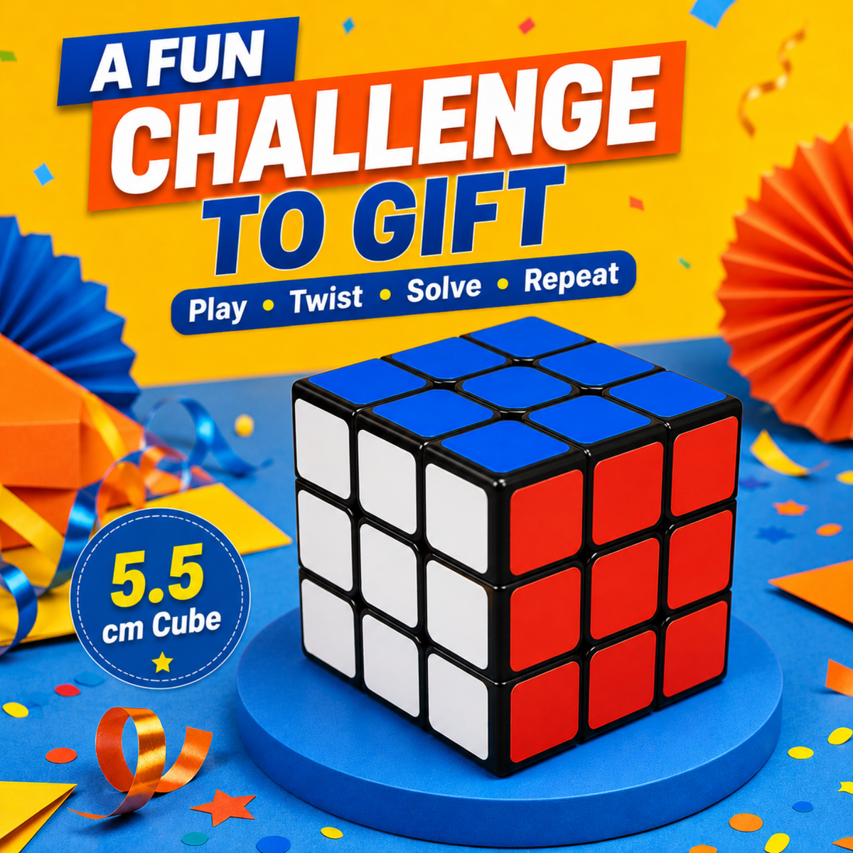 Magic Cube 3x3 Puzzle 3D Brain Teaser | Classic Twist Puzzle & Logic Game for Kids 3+ Years | Colour Matching Educational Learning Toy for Boys Girls Children & Adults