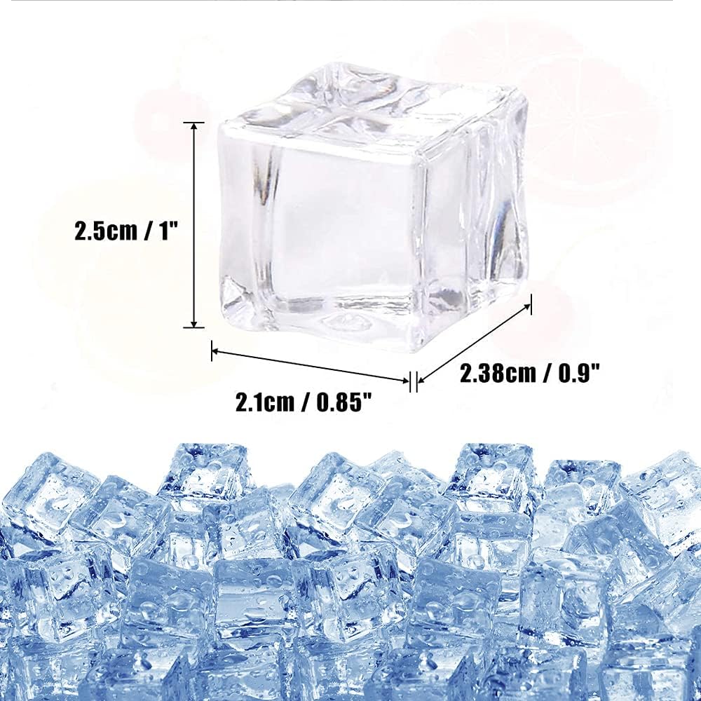 Acrylic Ice Cubes Square Shape, Fake Artificial Acrylic Ice Cubes Crystal Clear for Photography Props Kitchen Toy Decoration 1inch/2.5cm (50 PCS) photography props- #Royalkart#colour props