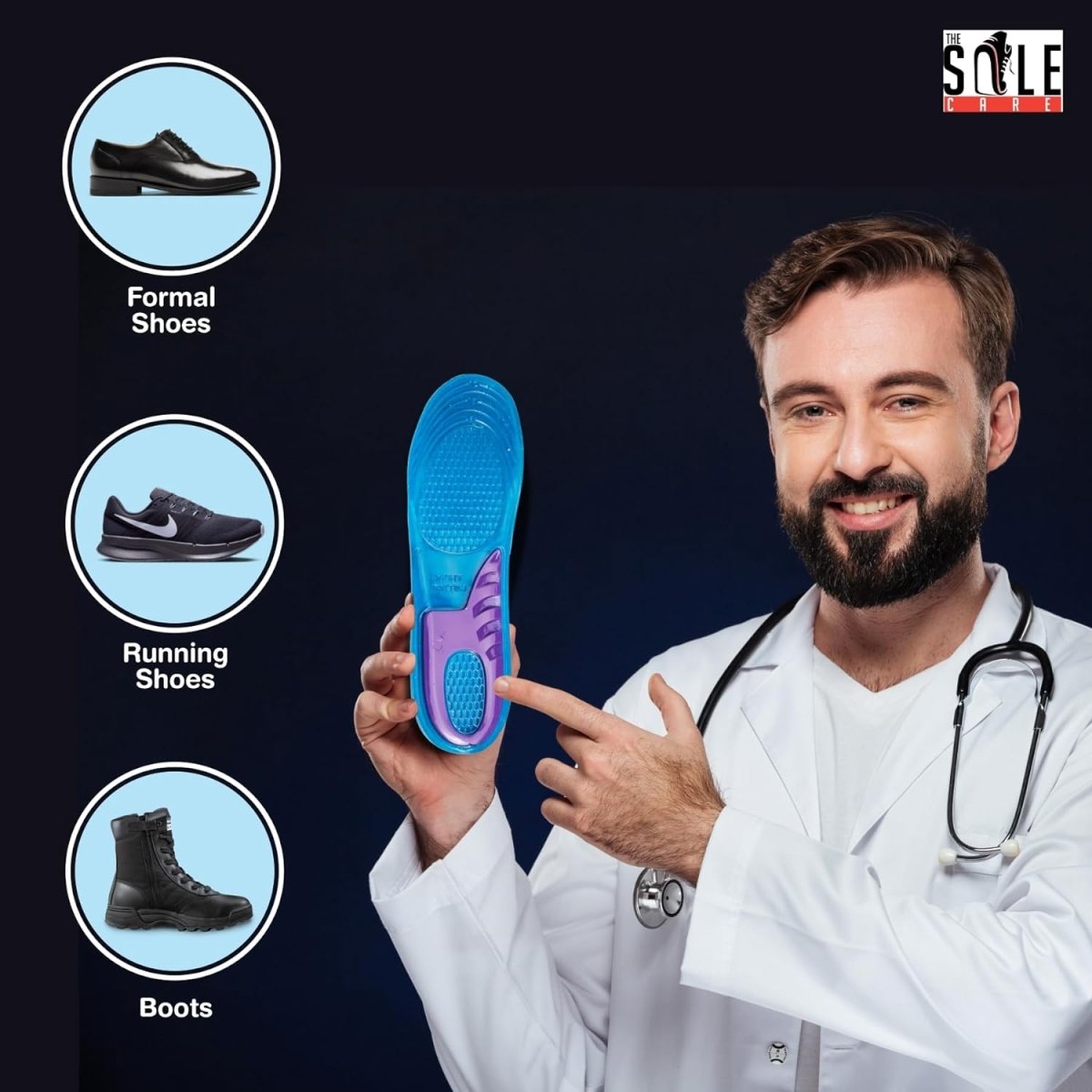 Anti Fatigue Silicone Gel Insoles Arch Support Shoe Insole- #Royalkart#insoles