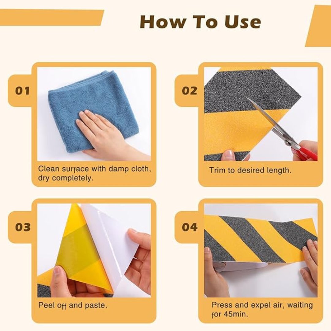 Anti Slip Tape- Black/Yellow (5M x 50MM) Anti Skid Tape- #Royalkart#anti skid adhesive tape