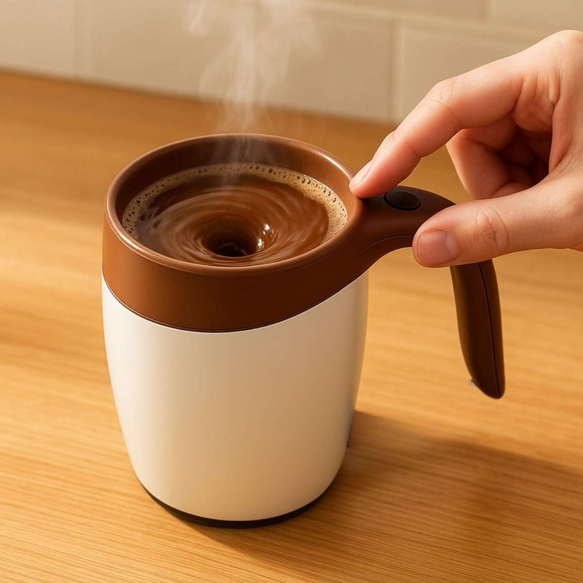 Automatic Magnetic Stirring Mug, 380ml – Rechargeable Self Stirring Coffee Cup – Mixes Coffee, Milk, Tea, Cocoa(Brown) - Royalkartautomatic coffee mixer