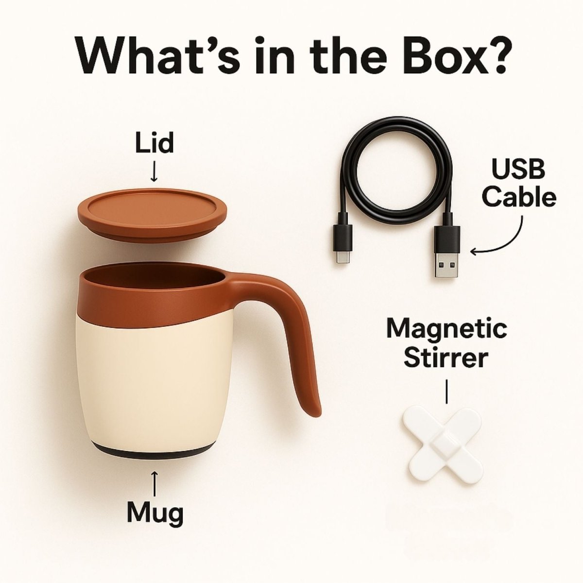 Automatic Magnetic Stirring Mug, 380ml – Rechargeable Self Stirring Coffee Cup – Mixes Coffee, Milk, Tea, Cocoa(Brown) - Royalkartautomatic coffee mixer