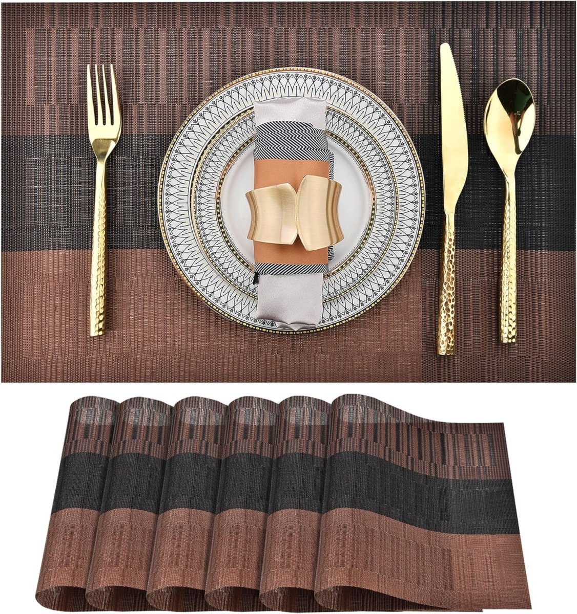 Elevate Your Dining Experience with Vinyl Kitchen Placemats Set with Table Runner Dining Table Placemats - #Royalkart#dining table mats