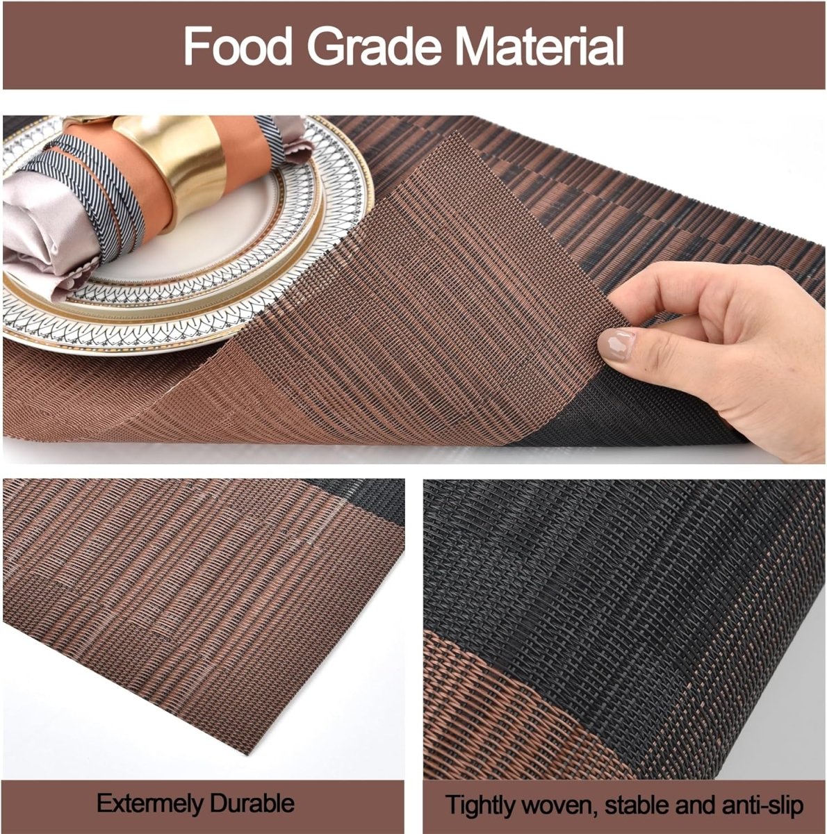 Elevate Your Dining Experience with Vinyl Kitchen Placemats Set with Table Runner Dining Table Placemats - #Royalkart#dining table mats