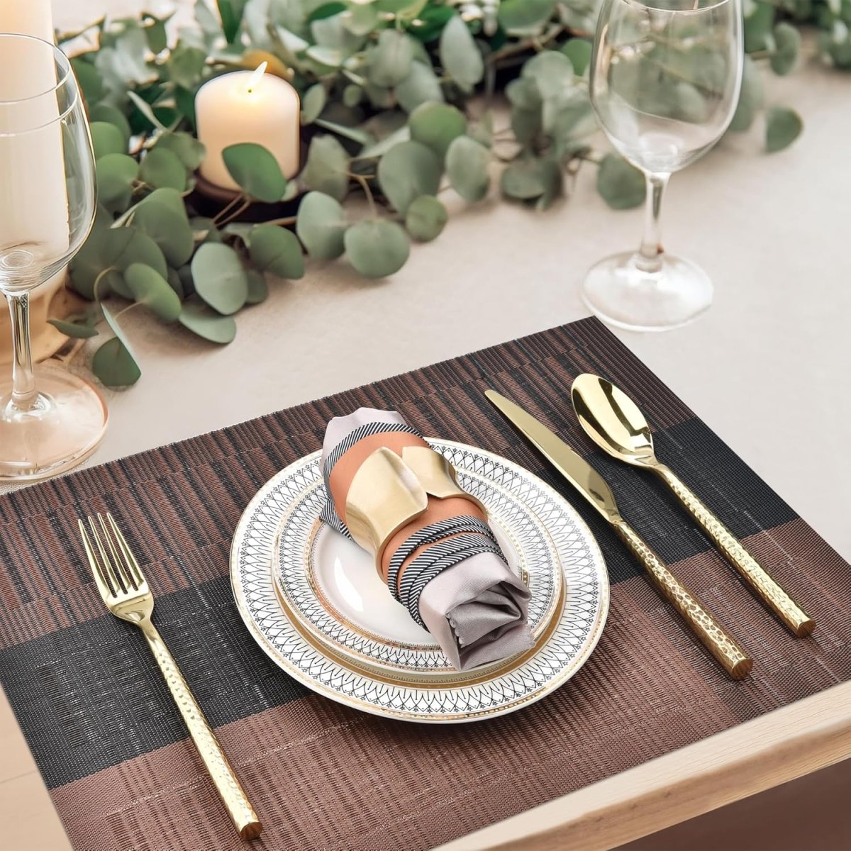 Elevate Your Dining Experience with Vinyl Kitchen Placemats Set with Table Runner Dining Table Placemats - #Royalkart#dining table mats