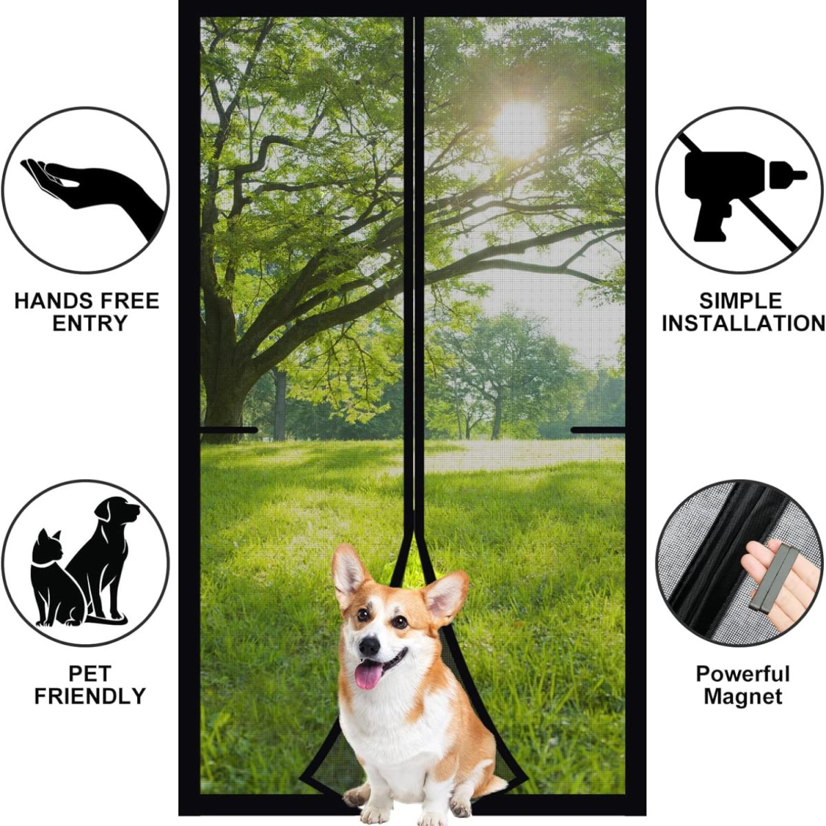 Fiberglass Mosquito Screen Door Net Curtain with Magnets (Transparent) Mosquito Curtain For Doors - #Royalkart#Fiberglass magnetic curtain