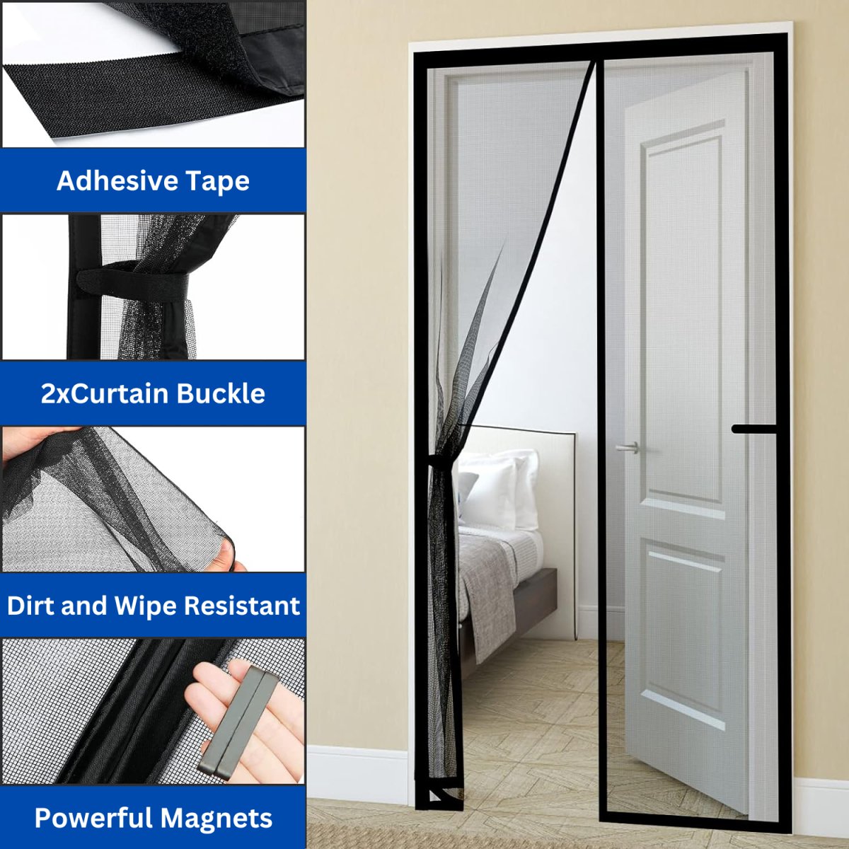 Fiberglass Mosquito Screen Door Net Curtain with Magnets (Transparent) Mosquito Curtain For Doors - #Royalkart#Fiberglass magnetic curtain