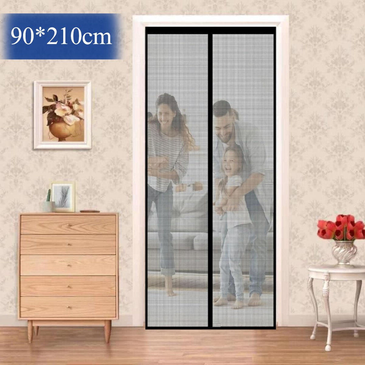 Fiberglass Mosquito Screen Door Net Curtain with Magnets (Transparent) Mosquito Curtain For Doors - #Royalkart#Fiberglass magnetic curtain