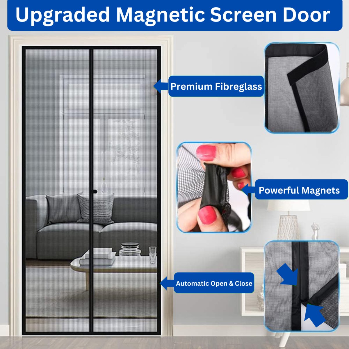 Fiberglass Mosquito Screen Door Net Curtain with Magnets (Transparent) Mosquito Curtain For Doors - #Royalkart#Fiberglass magnetic curtain