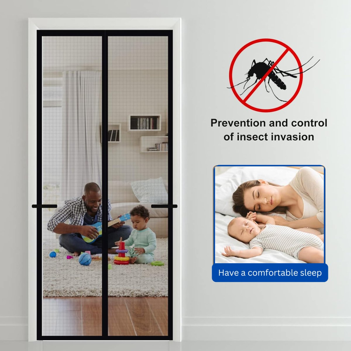 Fiberglass Mosquito Screen Door Net Curtain with Magnets (Transparent) Mosquito Curtain For Doors - #Royalkart#Fiberglass magnetic curtain