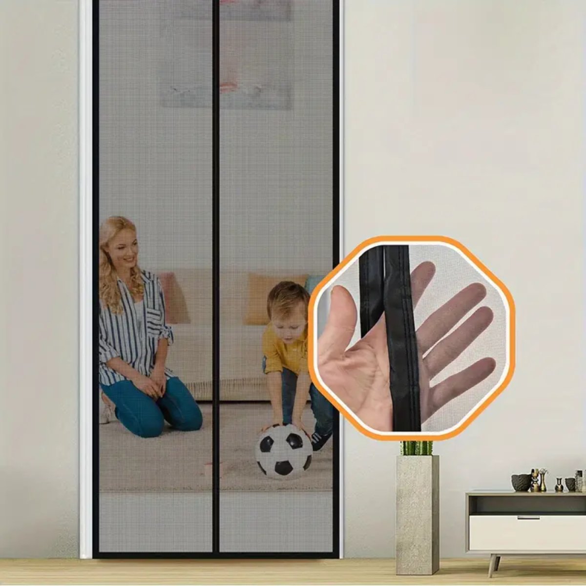 Fiberglass Mosquito Screen Door Net Curtain with Magnets (Transparent) Mosquito Curtain For Doors - #Royalkart#Fiberglass magnetic curtain