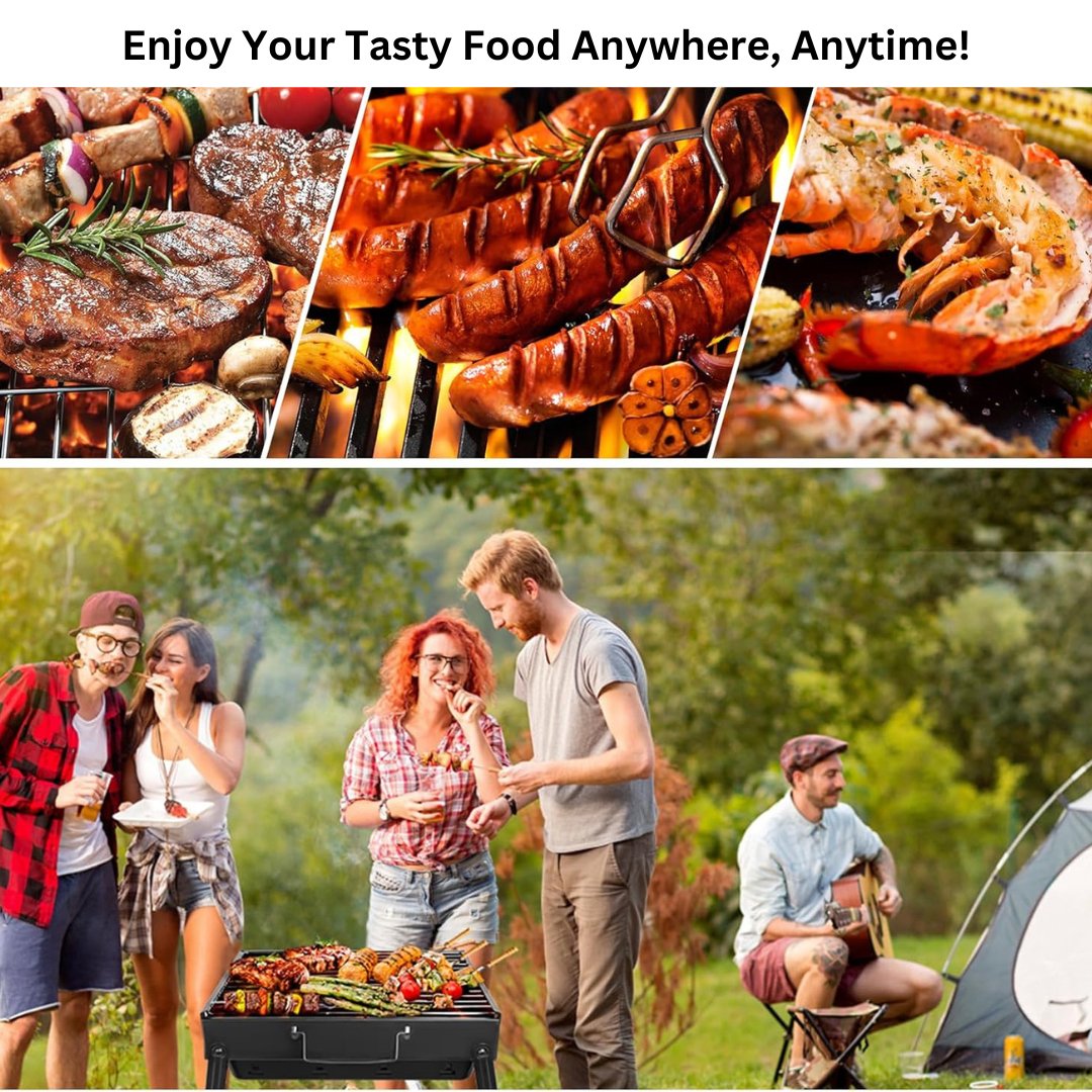 Foldable Charcoal Barbecue Grill with Complete BBQ Tool Set Barbecue Grill Set - #Royalkart#Foldable BBQ Grill