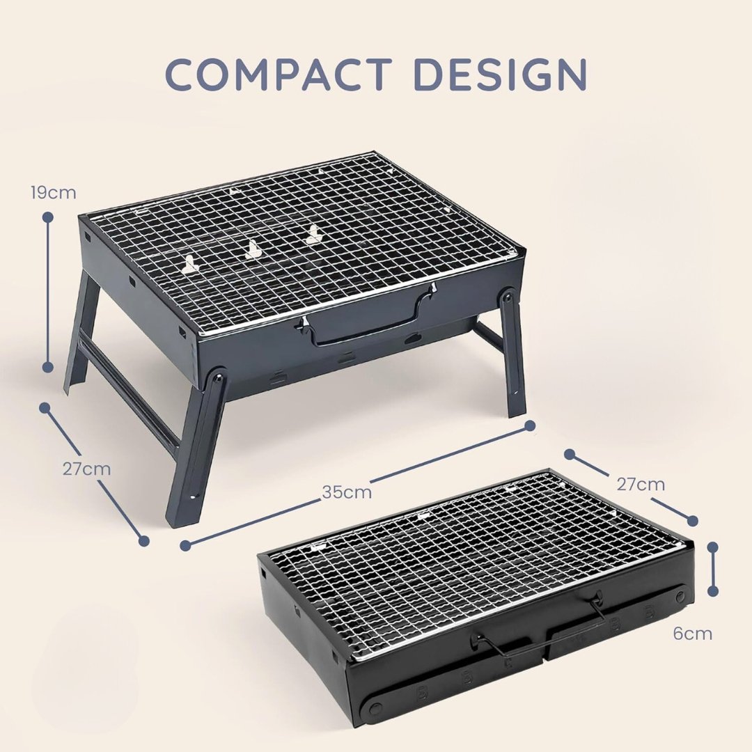 Foldable Charcoal Barbecue Grill with Complete BBQ Tool Set Barbecue Grill Set - #Royalkart#Foldable BBQ Grill
