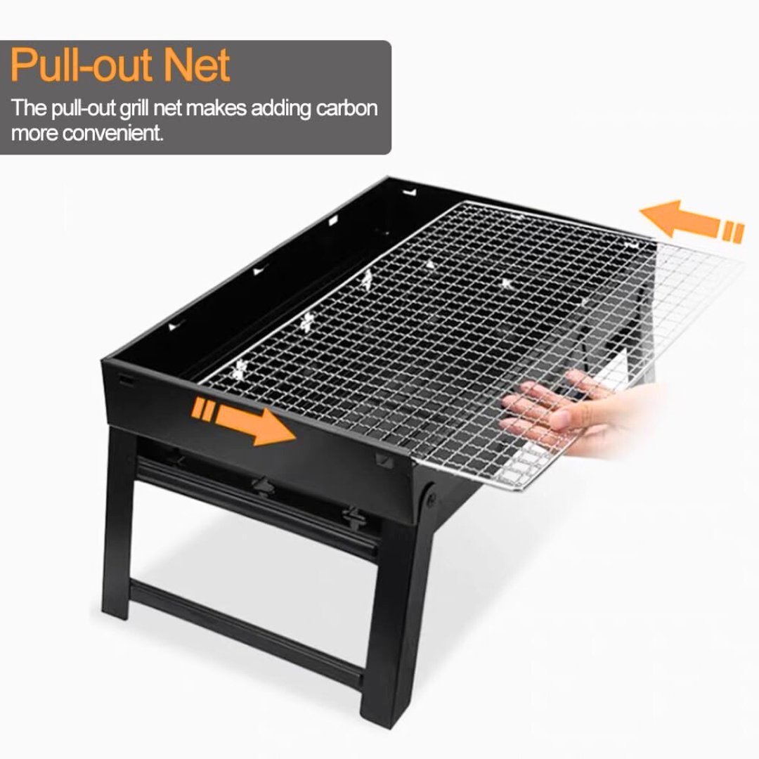 Foldable Charcoal Barbecue Grill with Complete BBQ Tool Set Barbecue Grill Set - #Royalkart#Foldable BBQ Grill