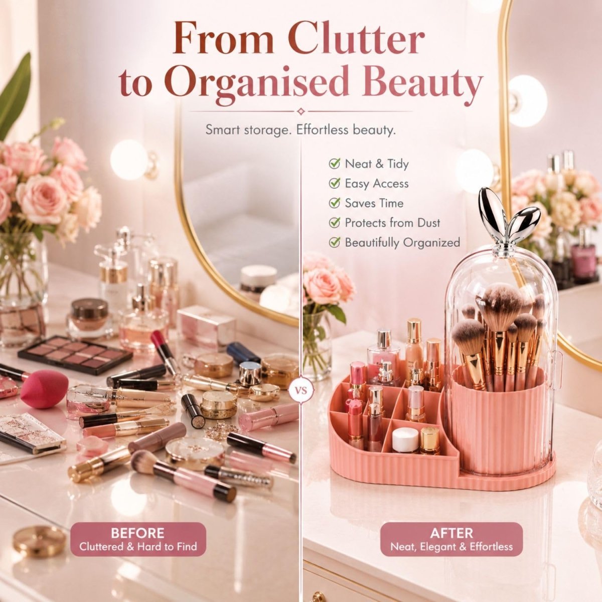 Kallisto Makeup Organizer with 360 Degree Rotating Brush Holder MAKE ORGANIZER- Royalkart