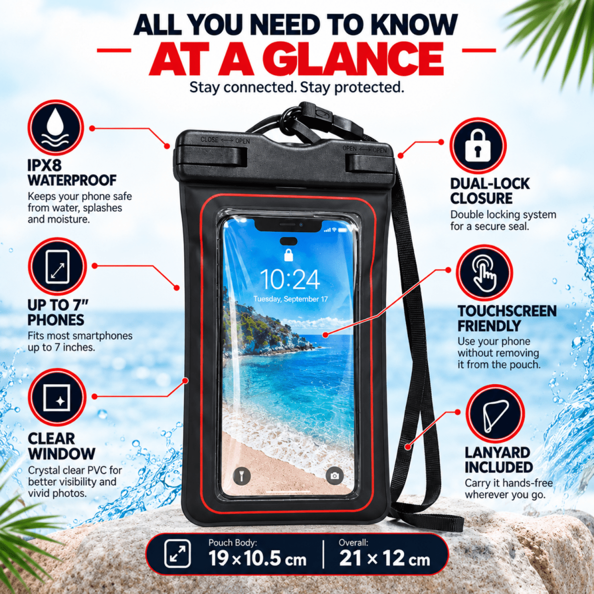 Kallisto Waterproof Phone Pouch (Black) Mobile Covers- #Royalkart#mobile cover