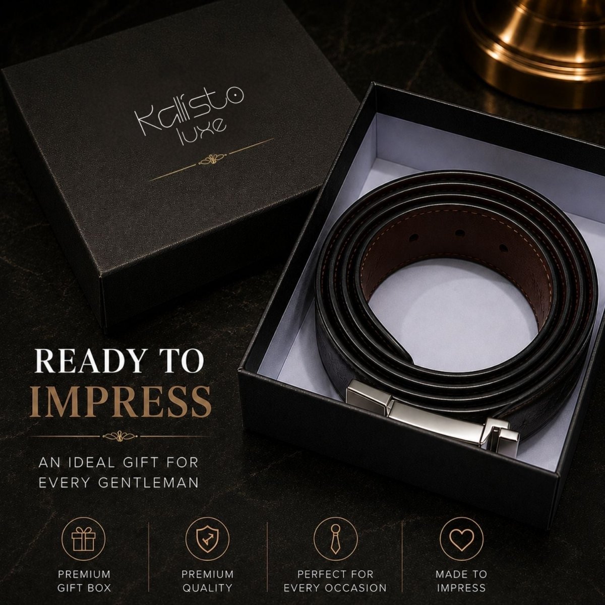 Luxe Reversible Belt (Black & Brown, Leather) Belt- RoyalkartBelt