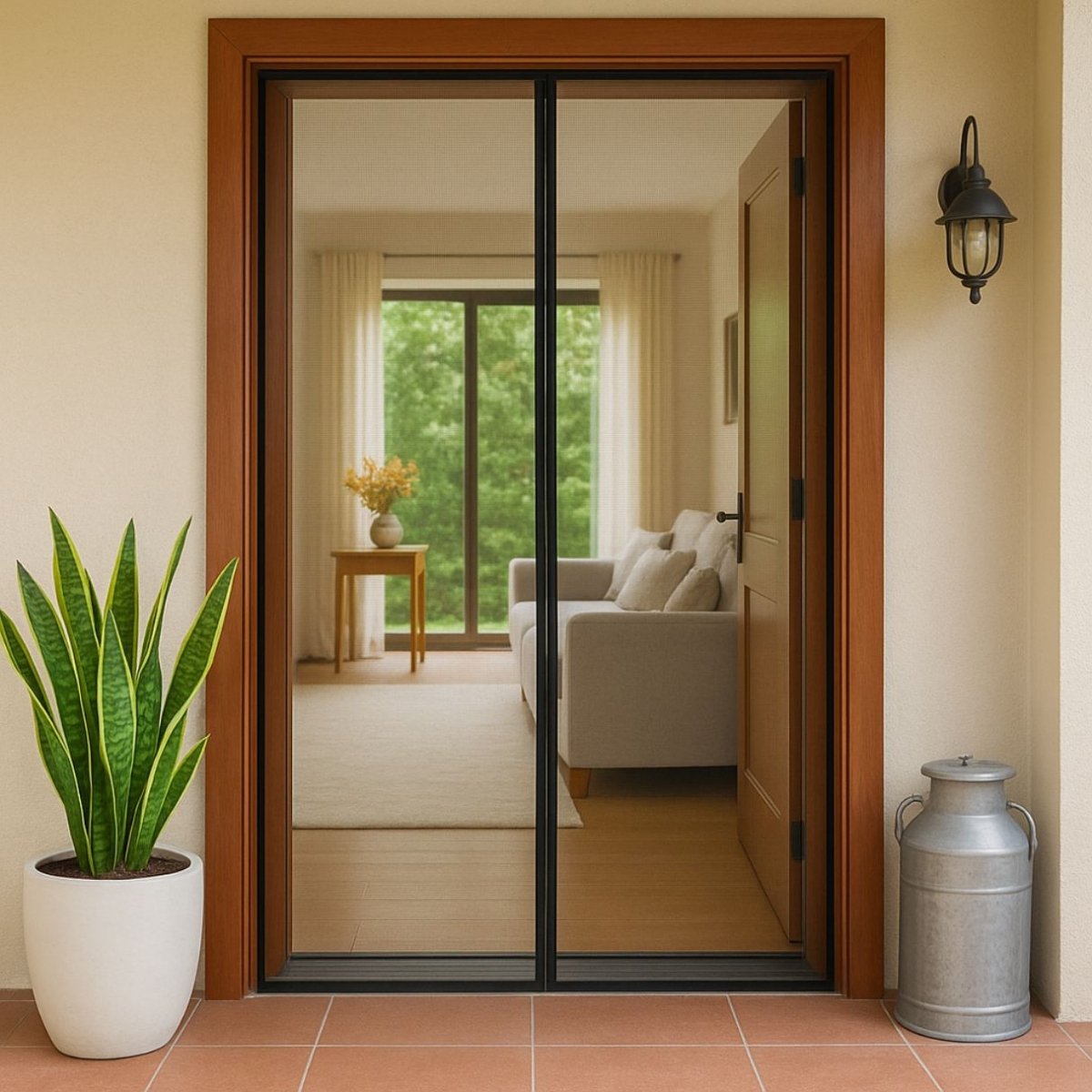 Strong magnetic strips used in mesh curtain for doors