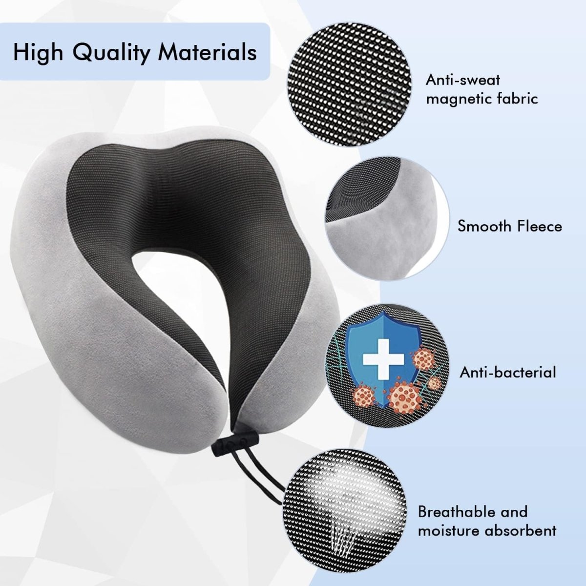 Memory Foam Travel Pillow - (Black, Blue, Grey) Neck Pillows- #Royalkart#best flight neck pillow