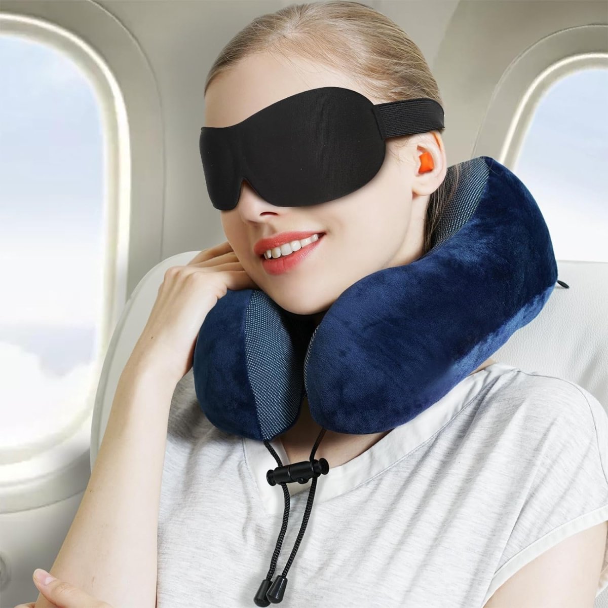 Memory Foam Travel Pillow - (Black, Blue, Grey) Neck Pillows- #Royalkart#best flight neck pillow