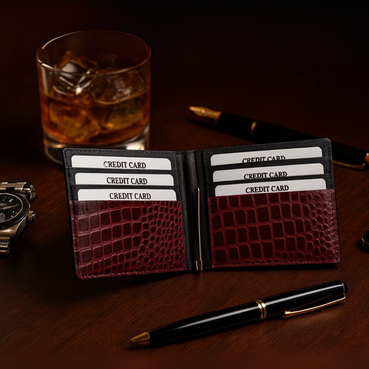 Men's Genuine Leather Money Clip Wallet Wallet - Royalkartmen's wallet