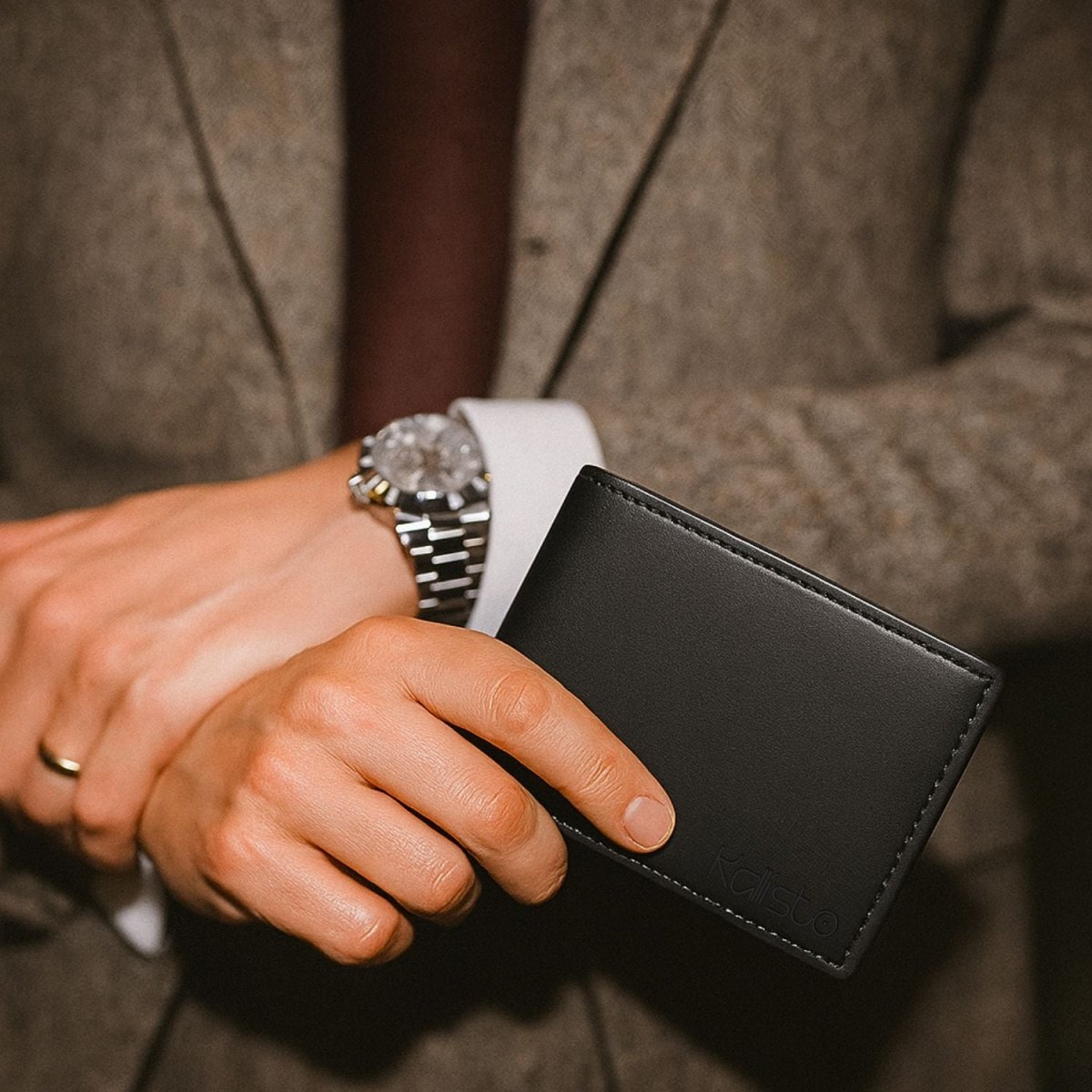 Men's Genuine Leather Money Clip Wallet Wallet - Royalkartmen's wallet