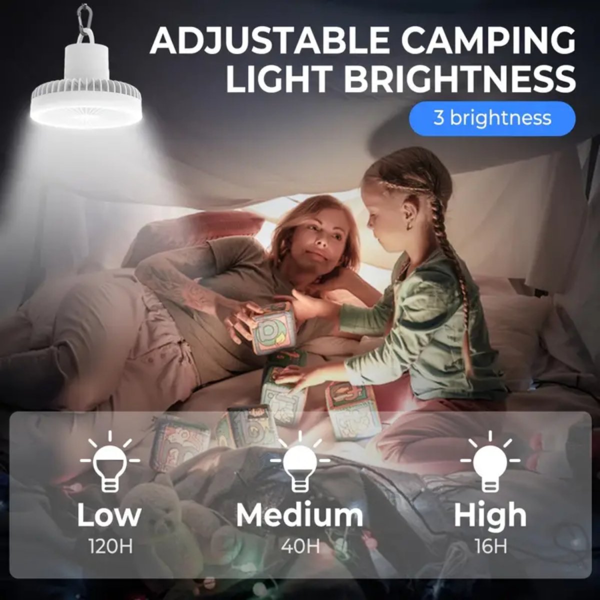 Portable Rechargeable Camping Fan with LED Light Ring, Tripod Stand & Rotatable Hanging, USB - Powered Mini Fan Portable Fan - #Royalkart#Camping Fan