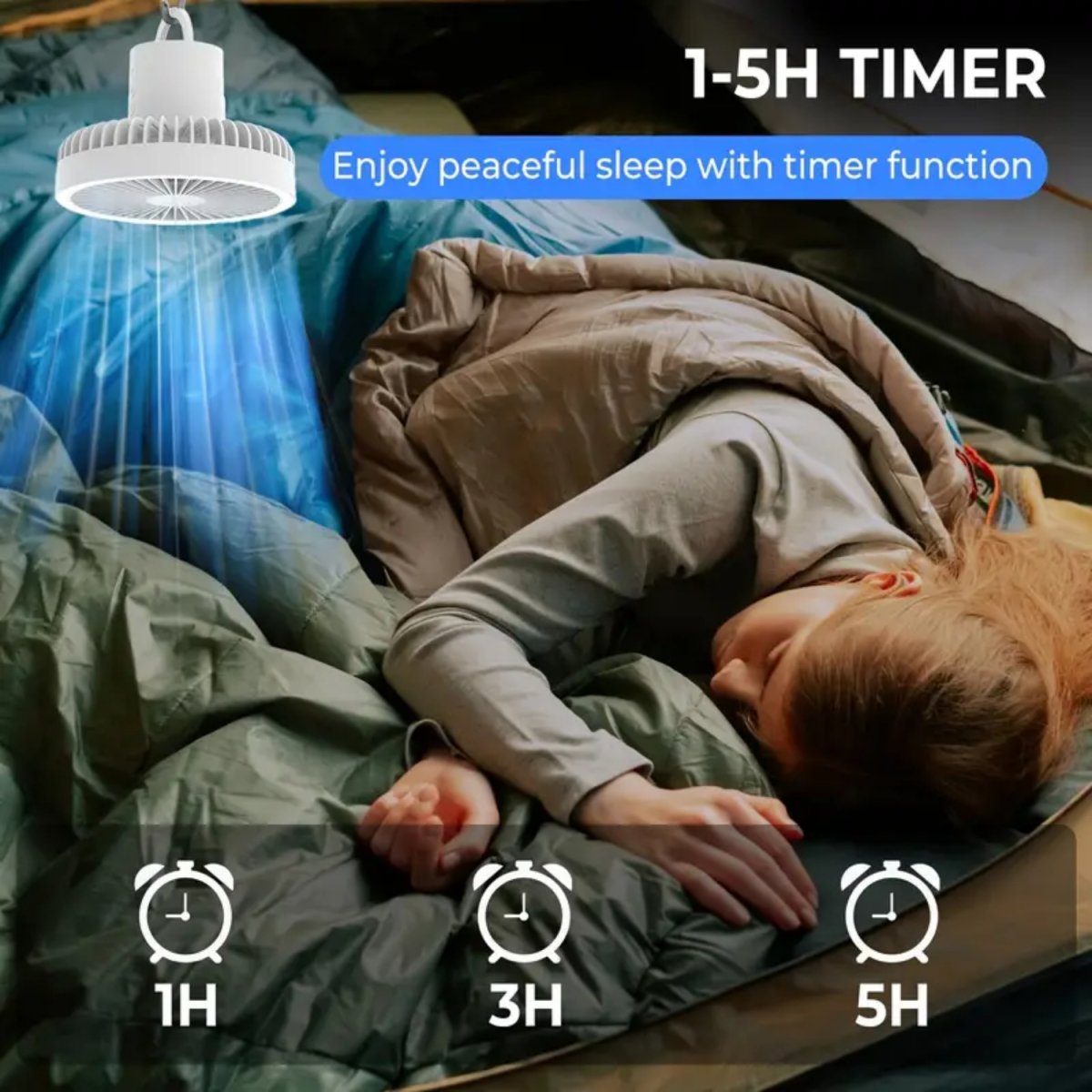 Portable Rechargeable Camping Fan with LED Light Ring, Tripod Stand & Rotatable Hanging, USB - Powered Mini Fan Portable Fan - #Royalkart#Camping Fan