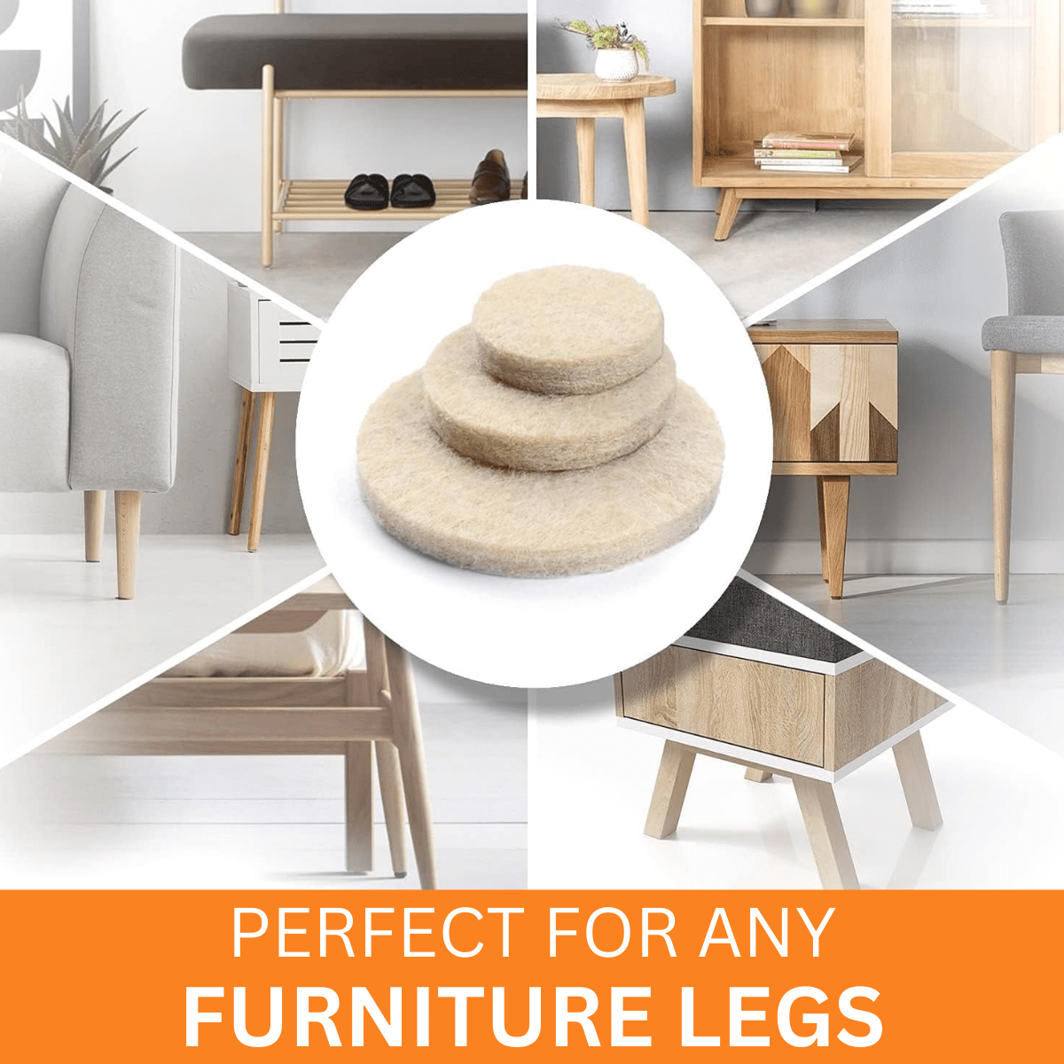 Self - Sticking Round Furniture Felt Pads with Strong Adhesion (Beige - Pack of 80) furniture pads - #Royalkart#adhesive furniture pads