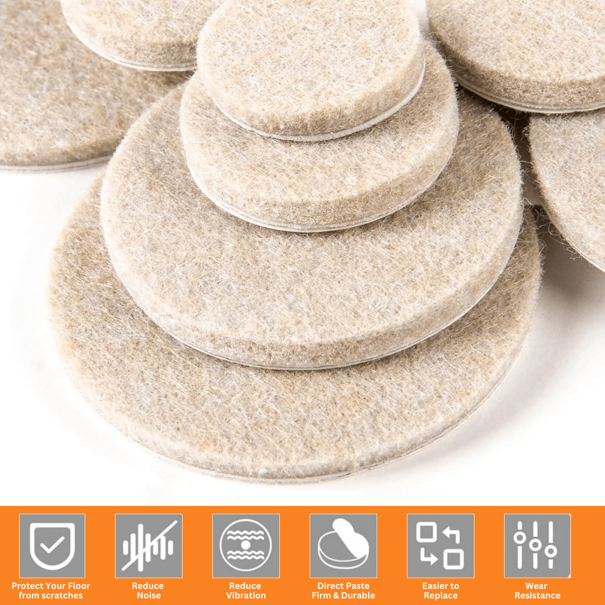 Self - Sticking Round Furniture Felt Pads with Strong Adhesion (Beige - Pack of 80) furniture pads - #Royalkart#adhesive furniture pads