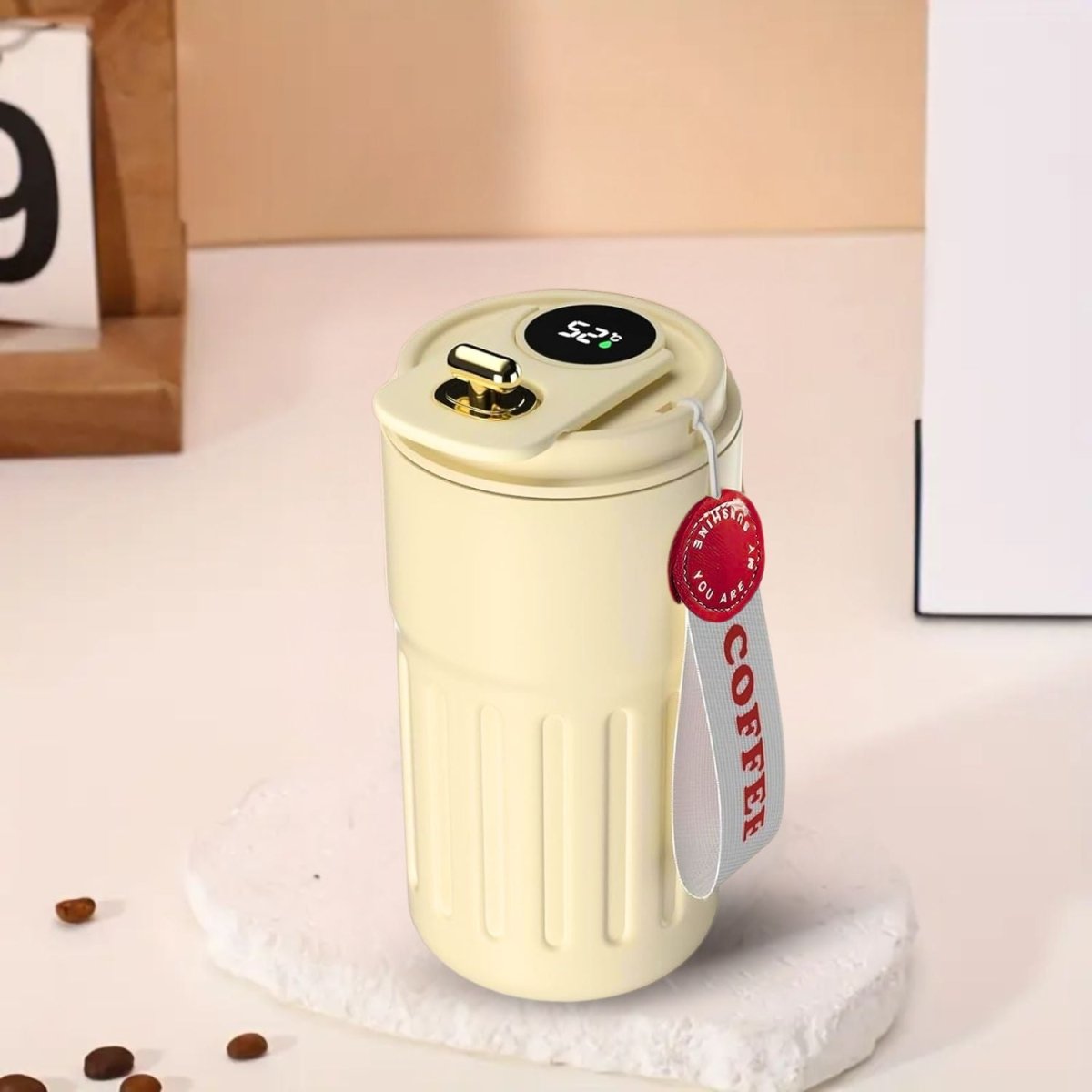 Stainless Steel Insulated Travel Coffee Mug with LED Temperature Display, Keeps Drinks Hot & Cold (410ml) - Royalkartcoffee mug for gym