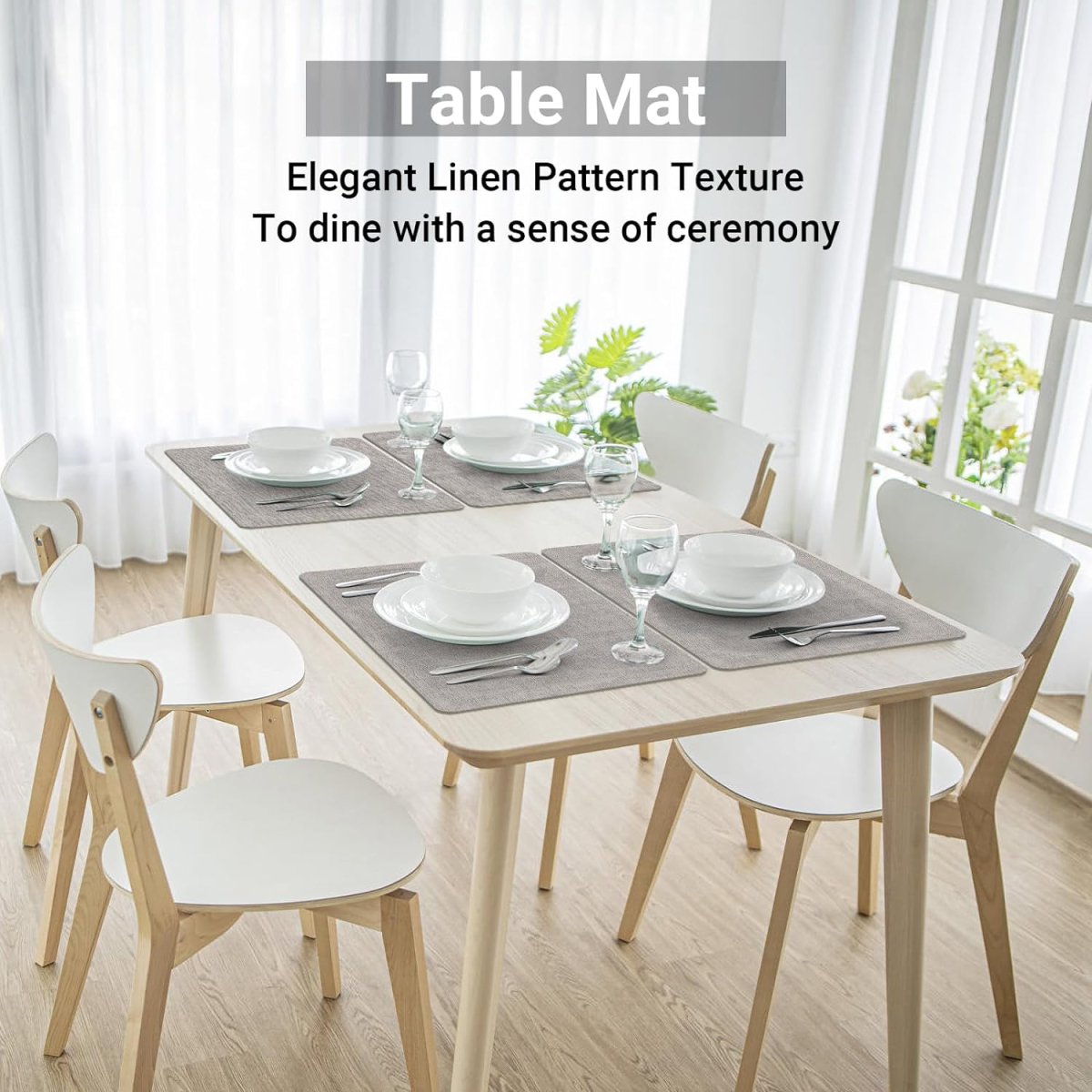 Textured Leather Placemats Set of 6 - Waterproof - Wipe Clean Dining Table Mats, 45cmx30cm Dining Table Placemats- #Royalkart#kitchen mats