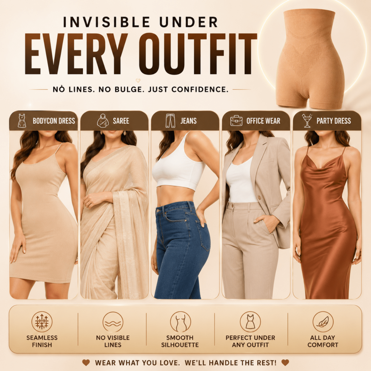 Women's High Waist Tummy Control Shapewear Shorts (Nude) Women's Clothing- #Royalkart#shapewear