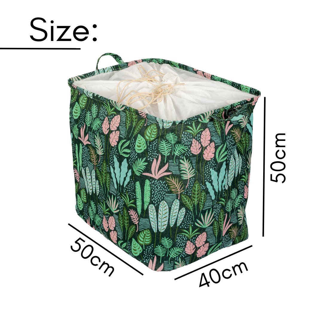 100L Square Storage Laundry Basket Printed Laundry Bag- #Royalkart#blue leaf laundry bag