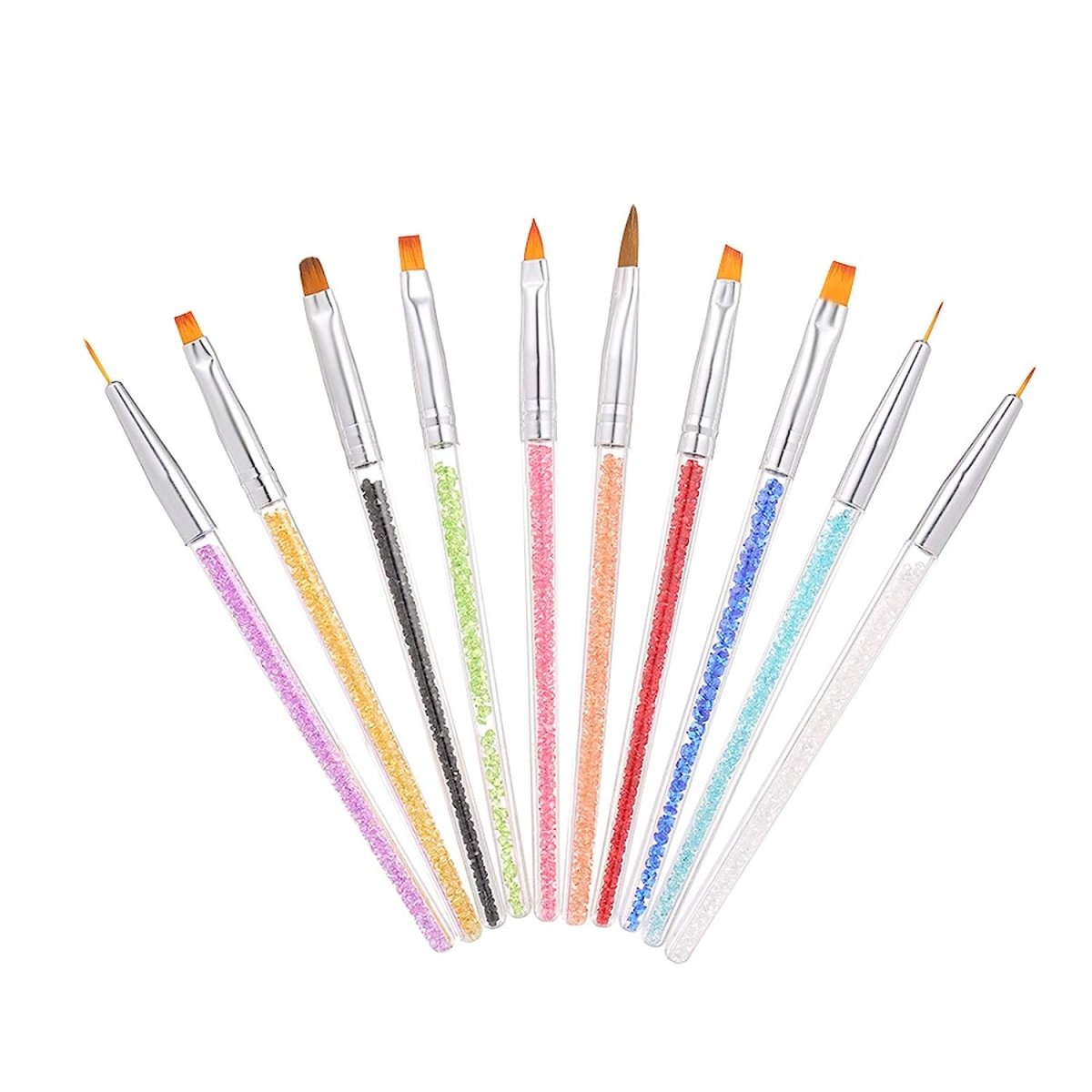 10pcs Acrylic Nail Brushes Professional Set With Rhinestone Handle Nail Brushes- #Royalkart#acrylic nail brushes