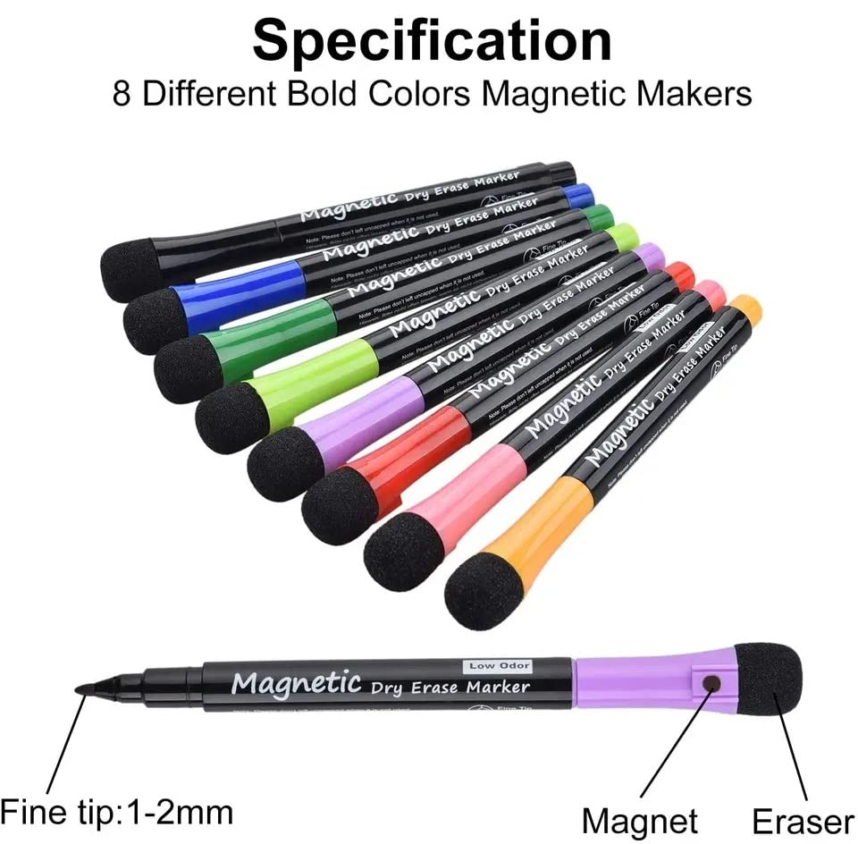 12pcs Colors Magnetic Whiteboard Markers with Eraser Cap for Kids & Teachers, Home & Office Magnetic White Board- #Royalkart#Marker pen