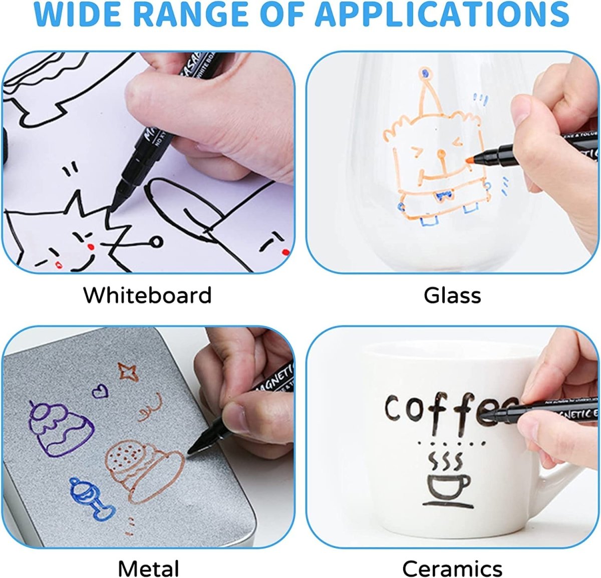 12pcs Colors Magnetic Whiteboard Markers with Eraser Cap for Kids & Teachers, Home & Office Magnetic White Board- #Royalkart#Marker pen