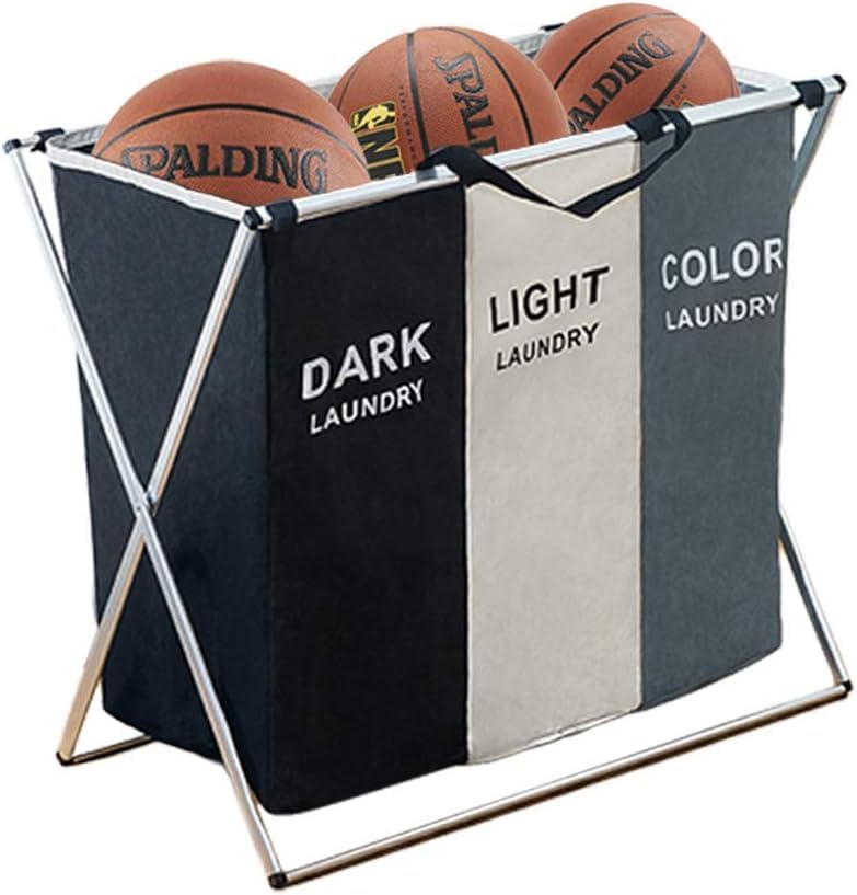 135L Laundry Cloth Hamper Sorter Basket Bin Foldable 3 Sections with Aluminum Frame Laundry Bag- #Royalkart#3in1 laundry bag