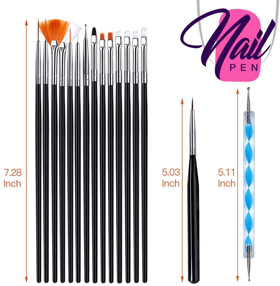 15 Pcs Nail Art Brush Set With 5 pcs Dotting Tool Set Nail Tools- #Royalkart#dotting tool kit