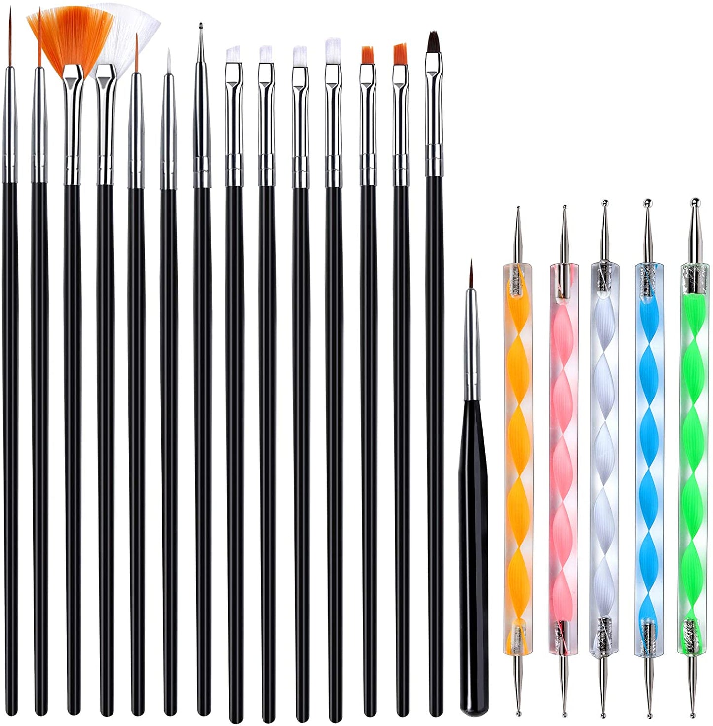 15 Pcs Nail Art Brush Set With 5 pcs Dotting Tool Set Nail Tools- #Royalkart#dotting tool kit