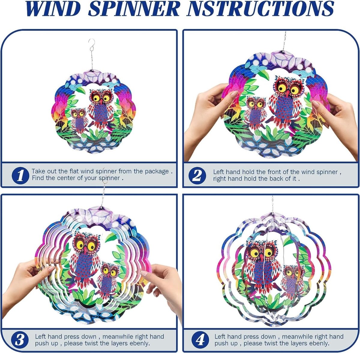 3D Hanging Wind Spinner for Outdoor Decorations- Double Owl Wind Spinner- #Royalkart#3d wall hanging